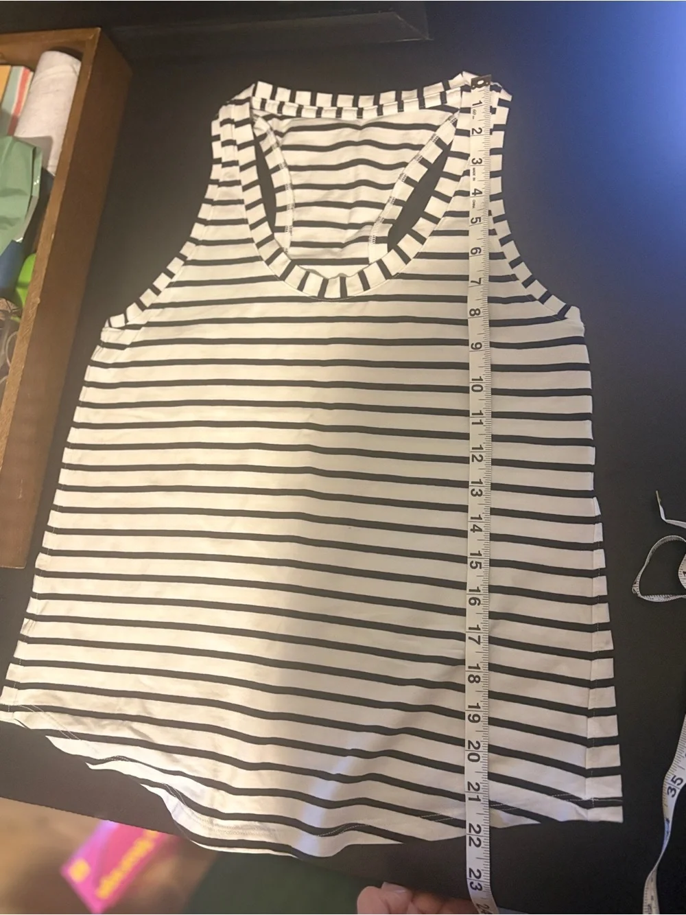 lululemon Love Tank Yachtie Stripe Black White Size 6 Racerback Scoop Neck